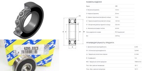 Подшипник шариковый SNR 10х30х9 OE: 6200.EEC3 (6200.2RSC3/70-180200)